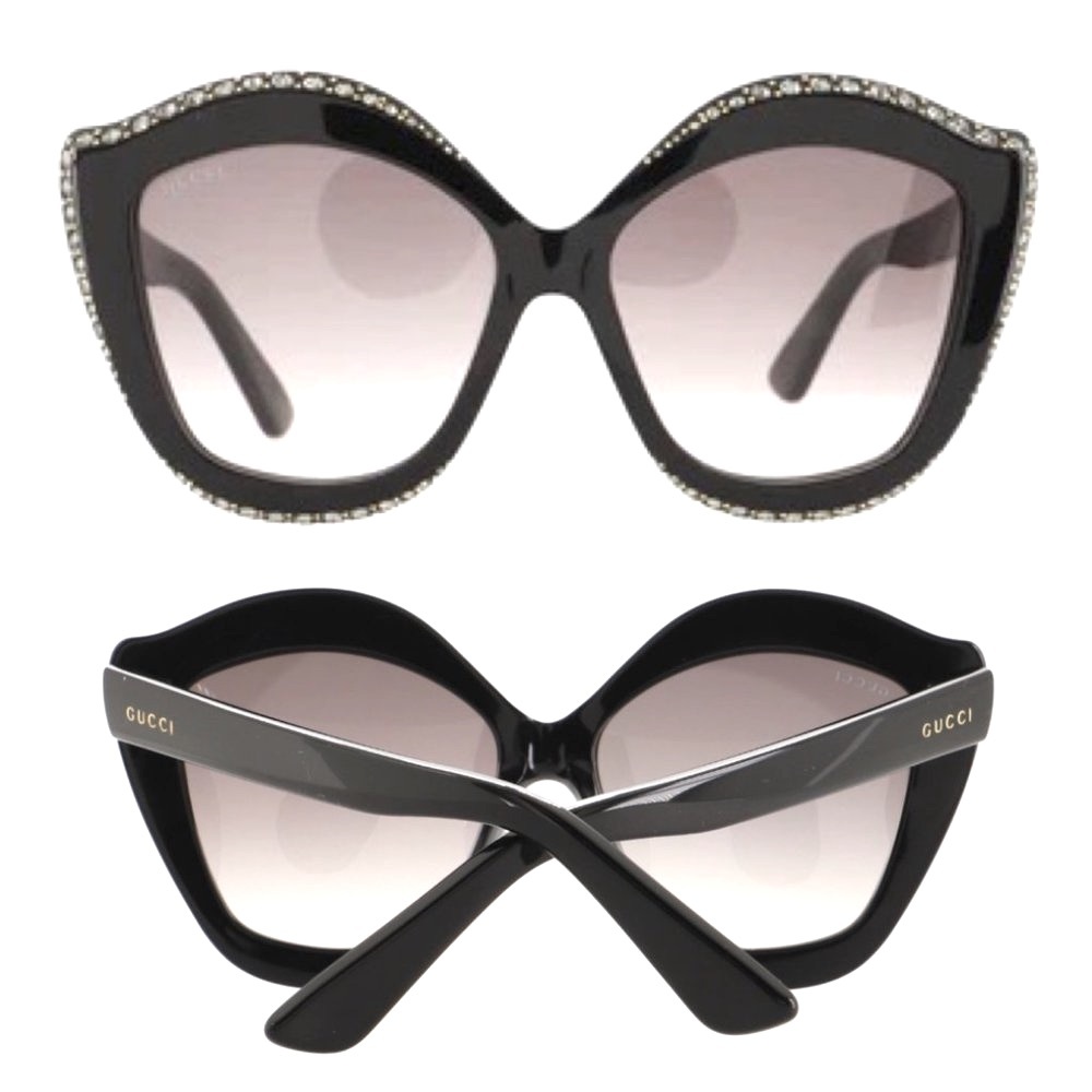 GUCCI 53MM Swarovski Clear Crystal Embellished Oversize Cat Eye Sunglasses